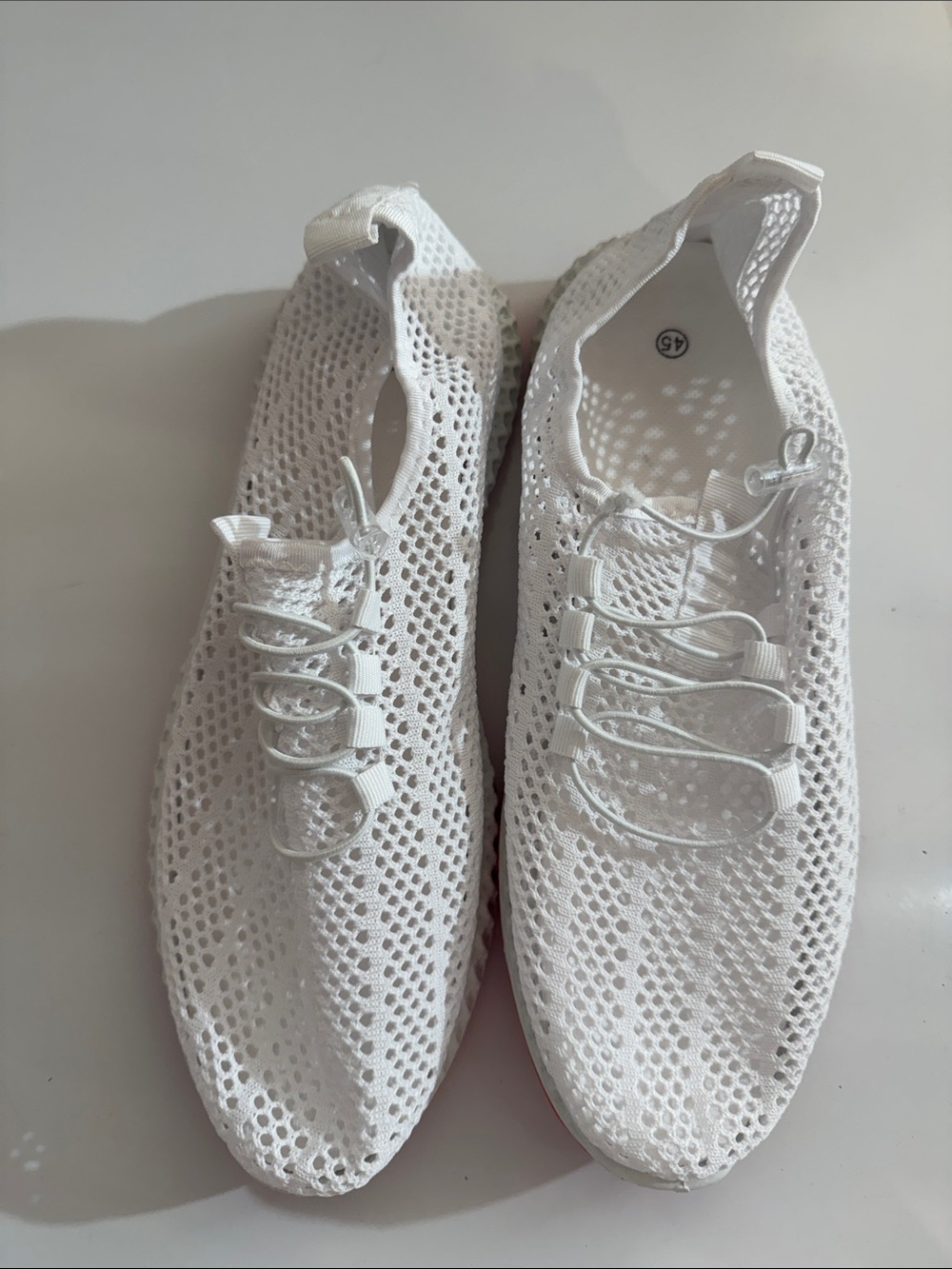 White Knit Mesh Slip-On Sneakers